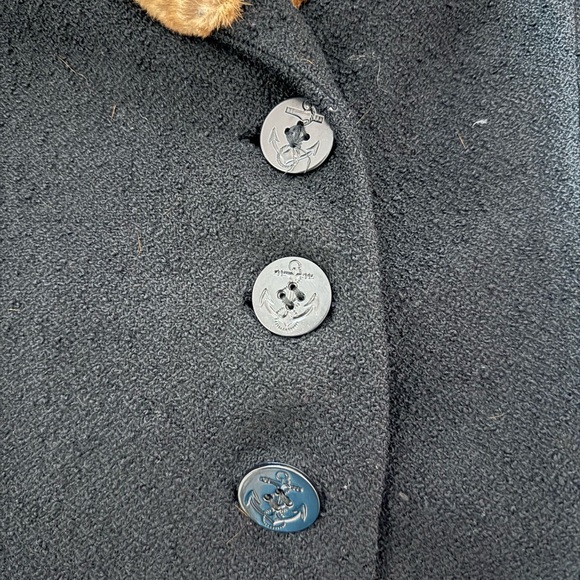 Vintage 1930s Elegant Art Deco Black Bouclé Wool Coat with Fur Collar - Picture 7 of 12